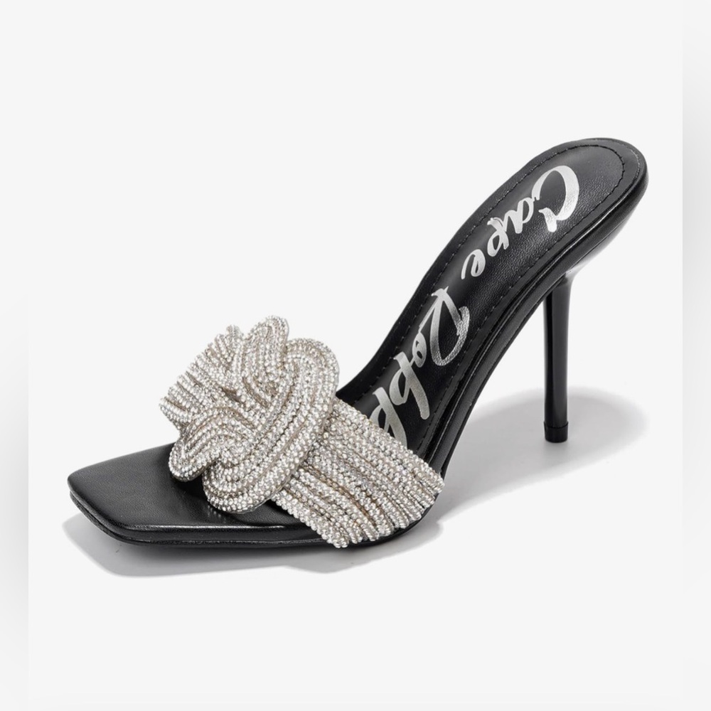 NEW Cape Robbin Stiletto Heels Rhinestone-Embellished Knot & Open Toe (Flynn) 7 - Picture 1 of 8